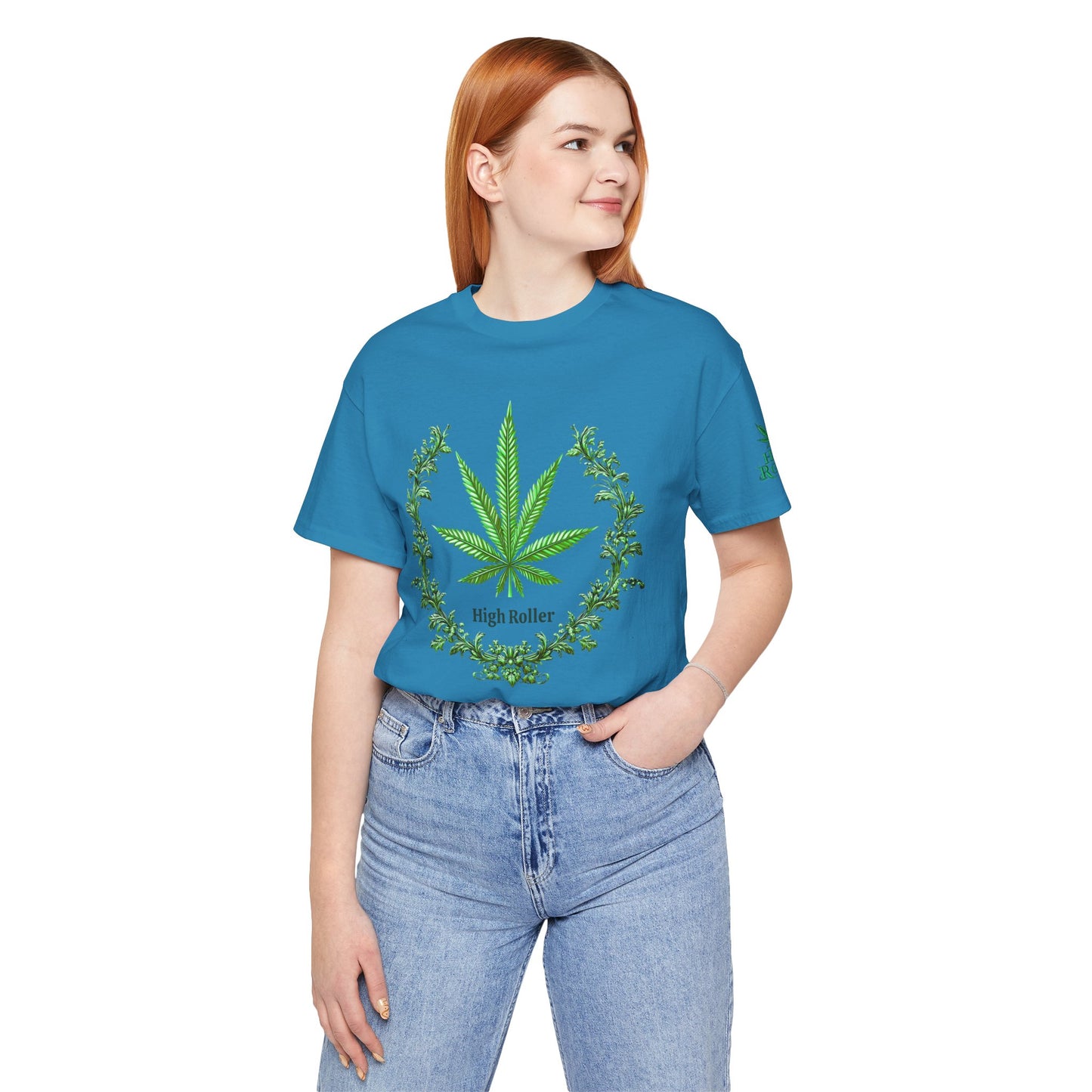 Cannabis Crest Wreath Tee - Botanical Elegance Art Design | High Roller