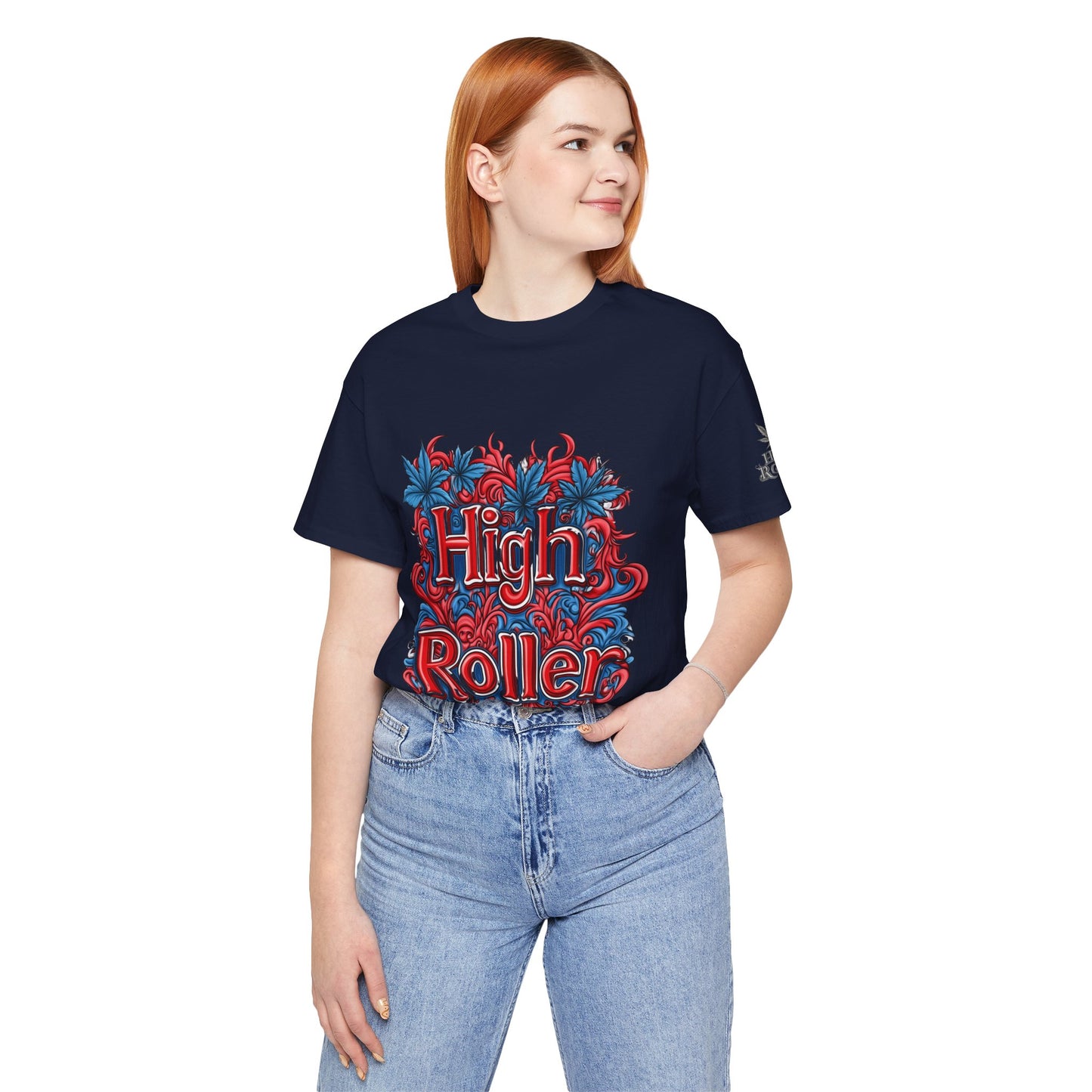 High Roller Ornate Logo Tee - Cannabis Typography Art Design | High Roller