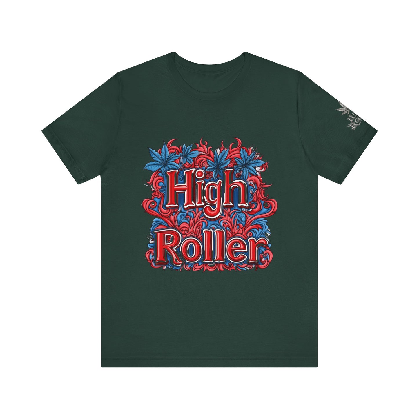 High Roller Ornate Logo Tee - Cannabis Typography Art Design | High Roller