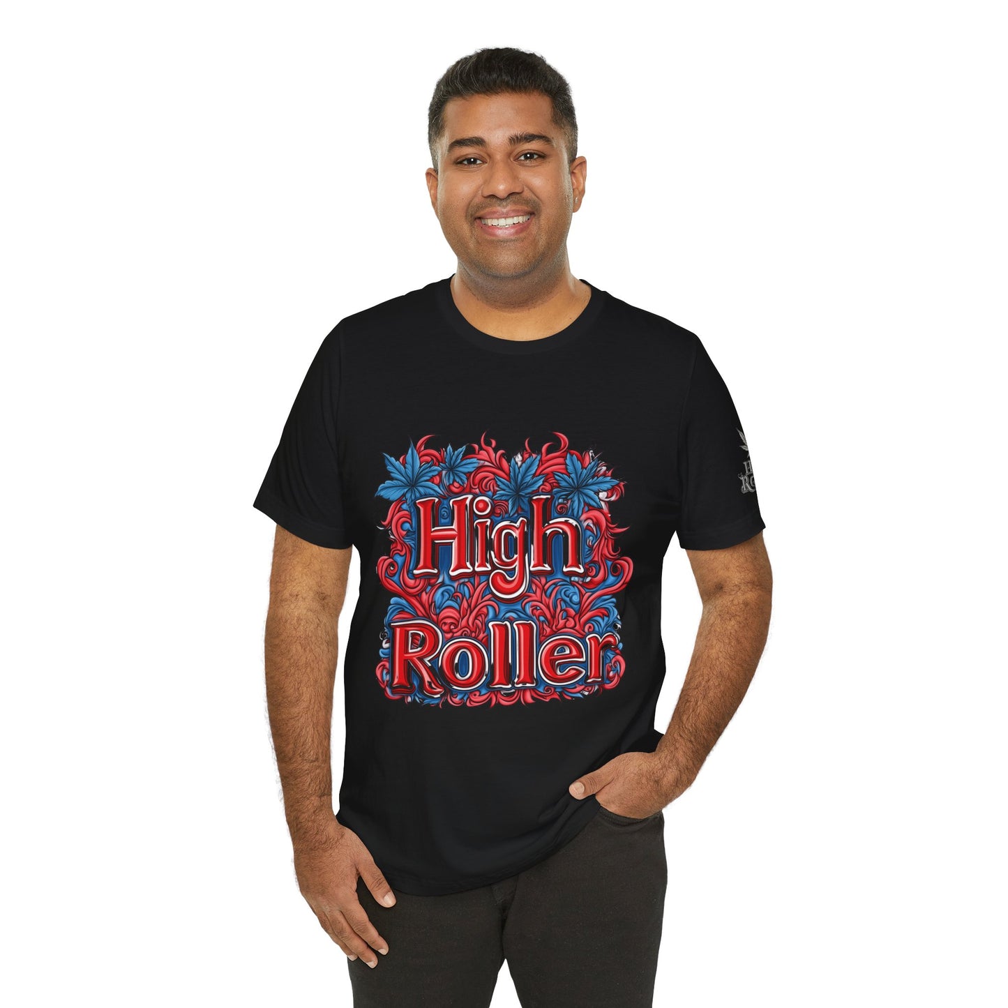 High Roller Ornate Logo Tee - Cannabis Typography Art Design | High Roller