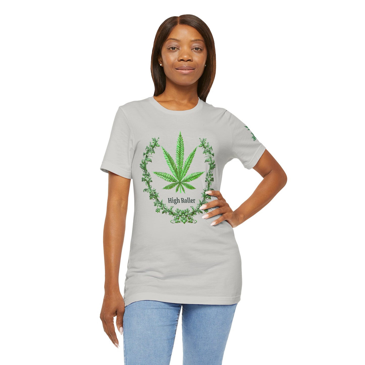 Cannabis Crest Wreath Tee - Botanical Elegance Art Design | High Roller