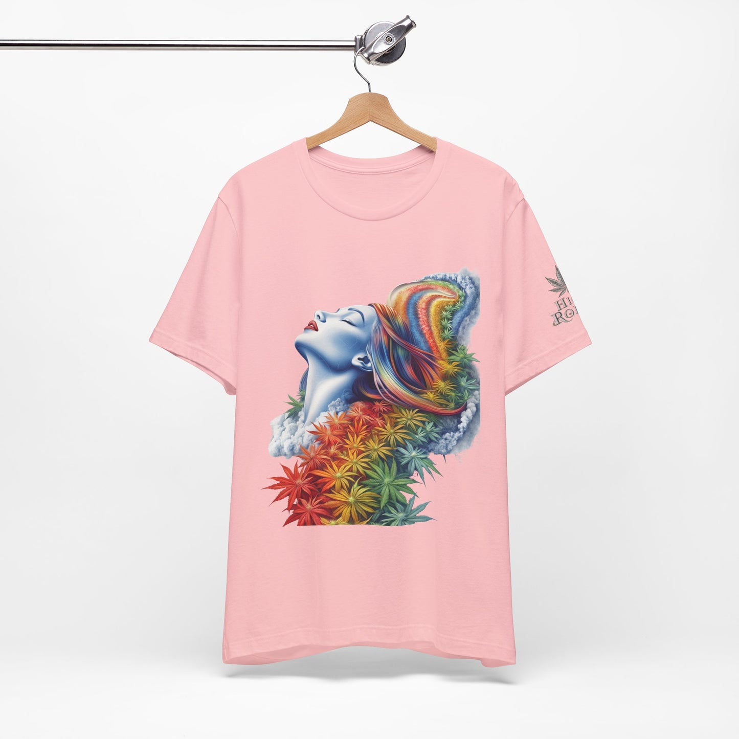 Rainbow Cannabis Goddess Tee - Ethereal Beauty Art Design | High Roller