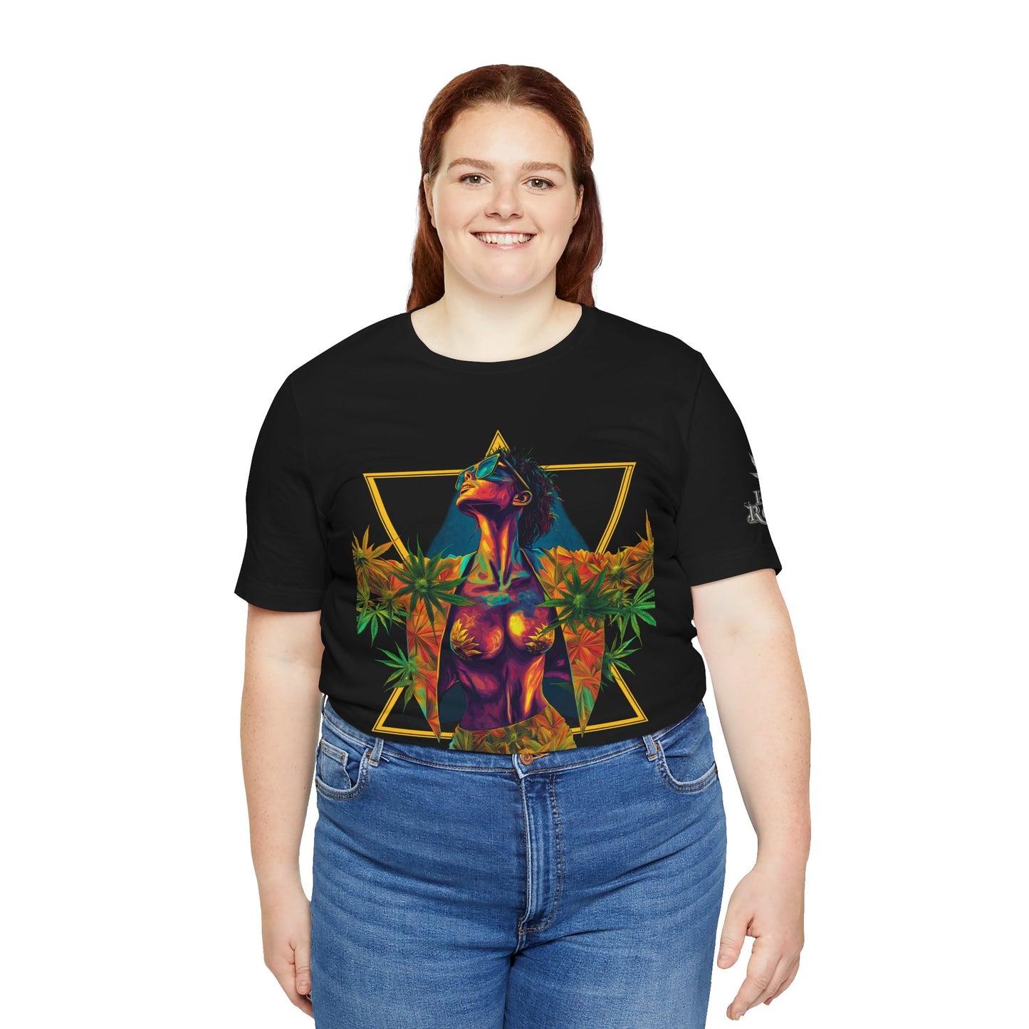 Sacred Geometry Cannabis Goddess Tee - Psychedelic Beauty Art Design | High Roller