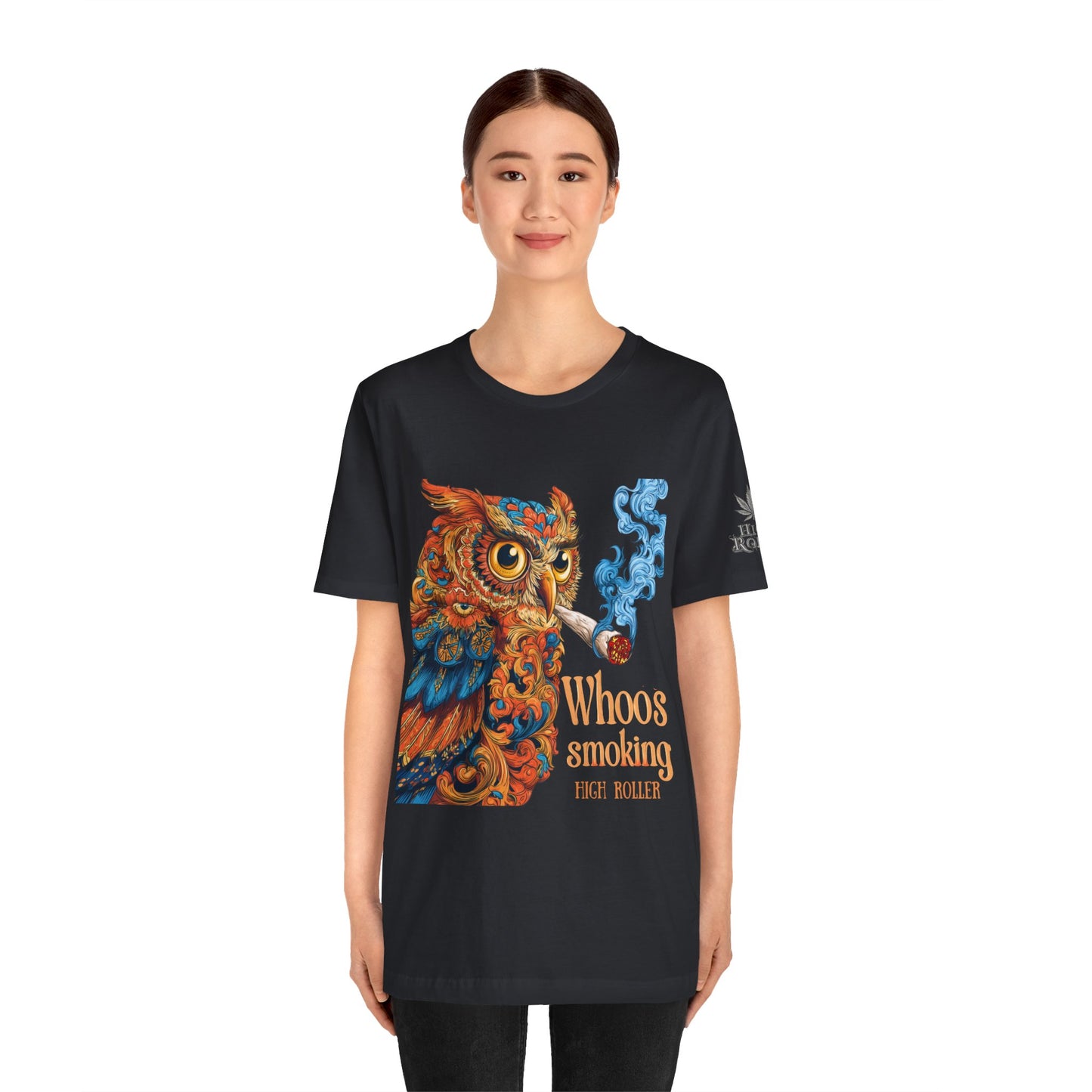 Whoos Smoking Owl Tee - Wise Cannabis Art Design | High Roller