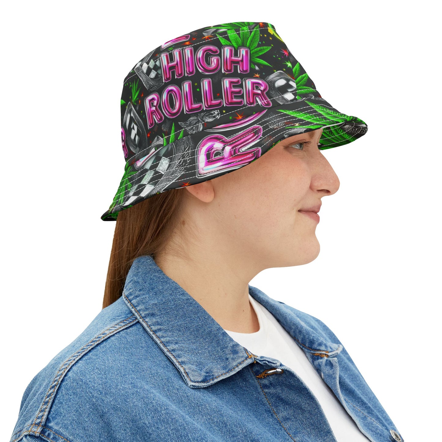 HIGH ROLLER Neon Party Bucket Hat