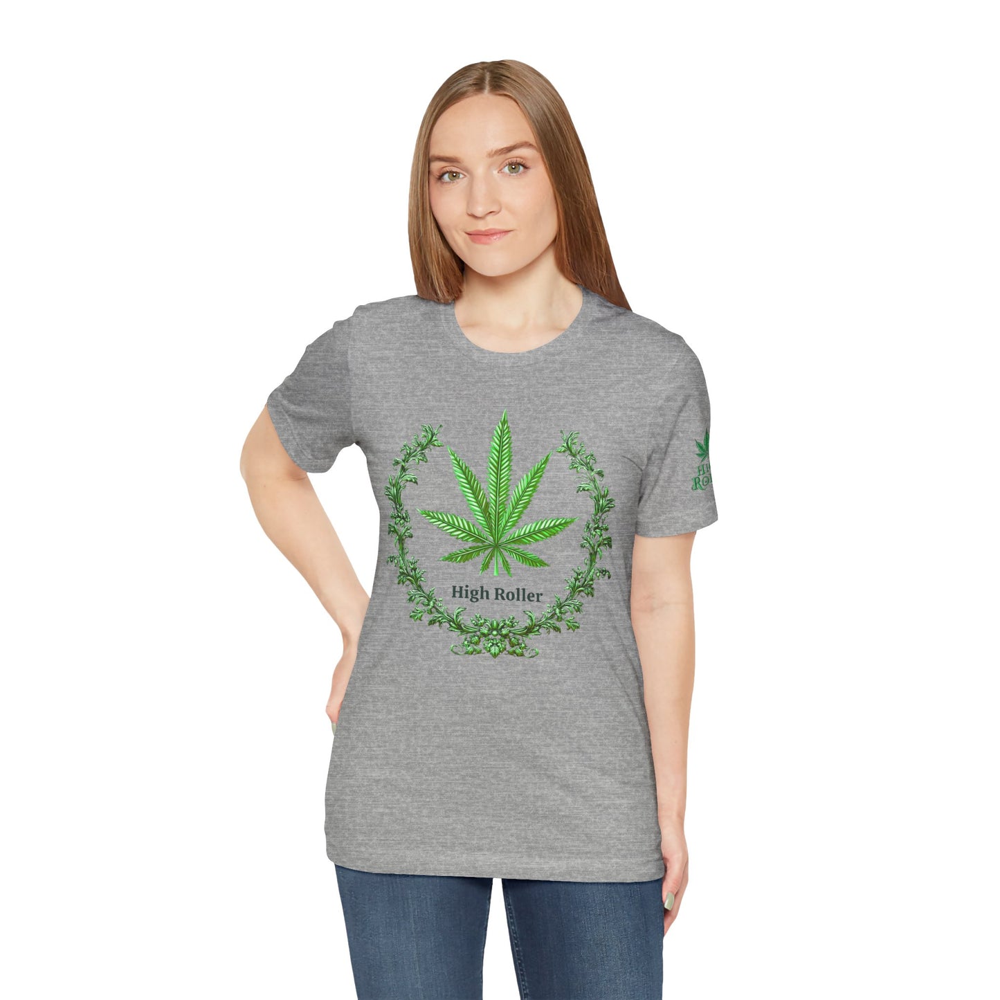 Cannabis Crest Wreath Tee - Botanical Elegance Art Design | High Roller