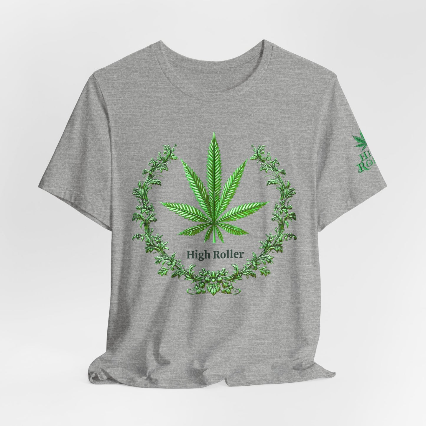 Cannabis Crest Wreath Tee - Botanical Elegance Art Design | High Roller