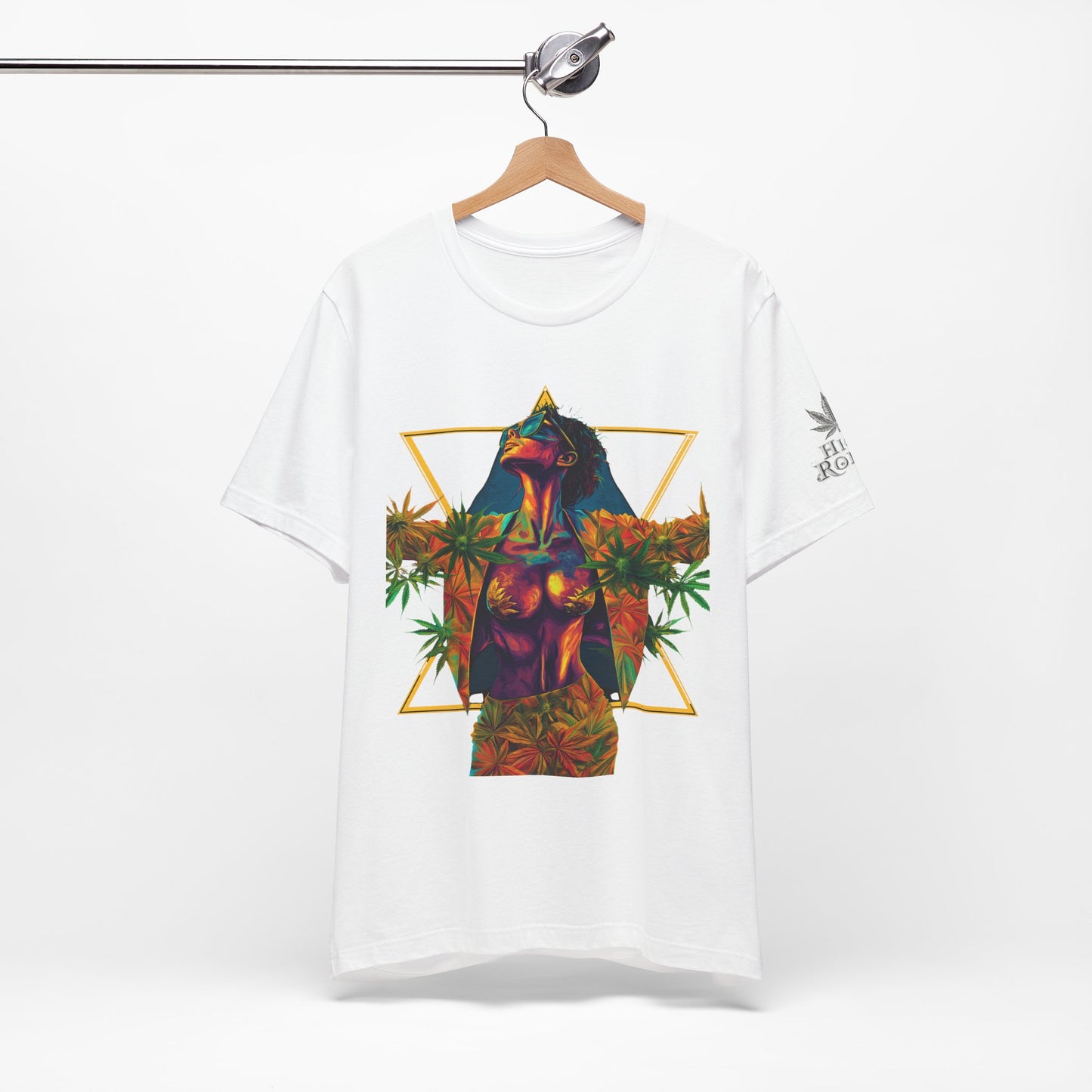Sacred Geometry Cannabis Goddess Tee - Psychedelic Beauty Art Design | High Roller