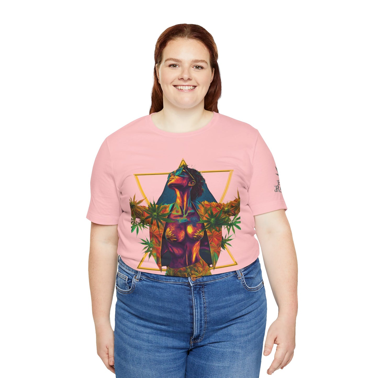 Sacred Geometry Cannabis Goddess Tee - Psychedelic Beauty Art Design | High Roller