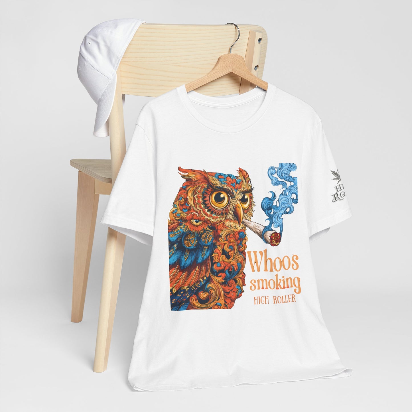Whoos Smoking Owl Tee - Wise Cannabis Art Design | High Roller