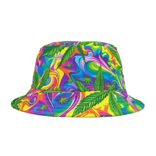 "HIGH ROLLER" Psychedelic Rainbow Swirl Bucket Hat