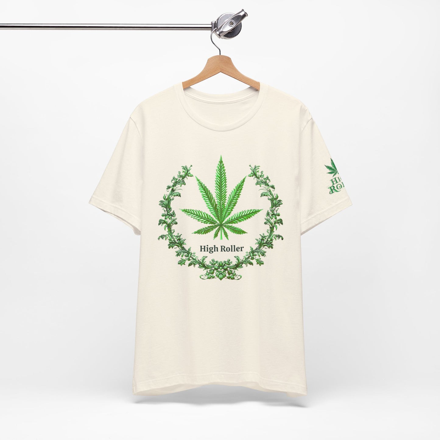 Cannabis Crest Wreath Tee - Botanical Elegance Art Design | High Roller