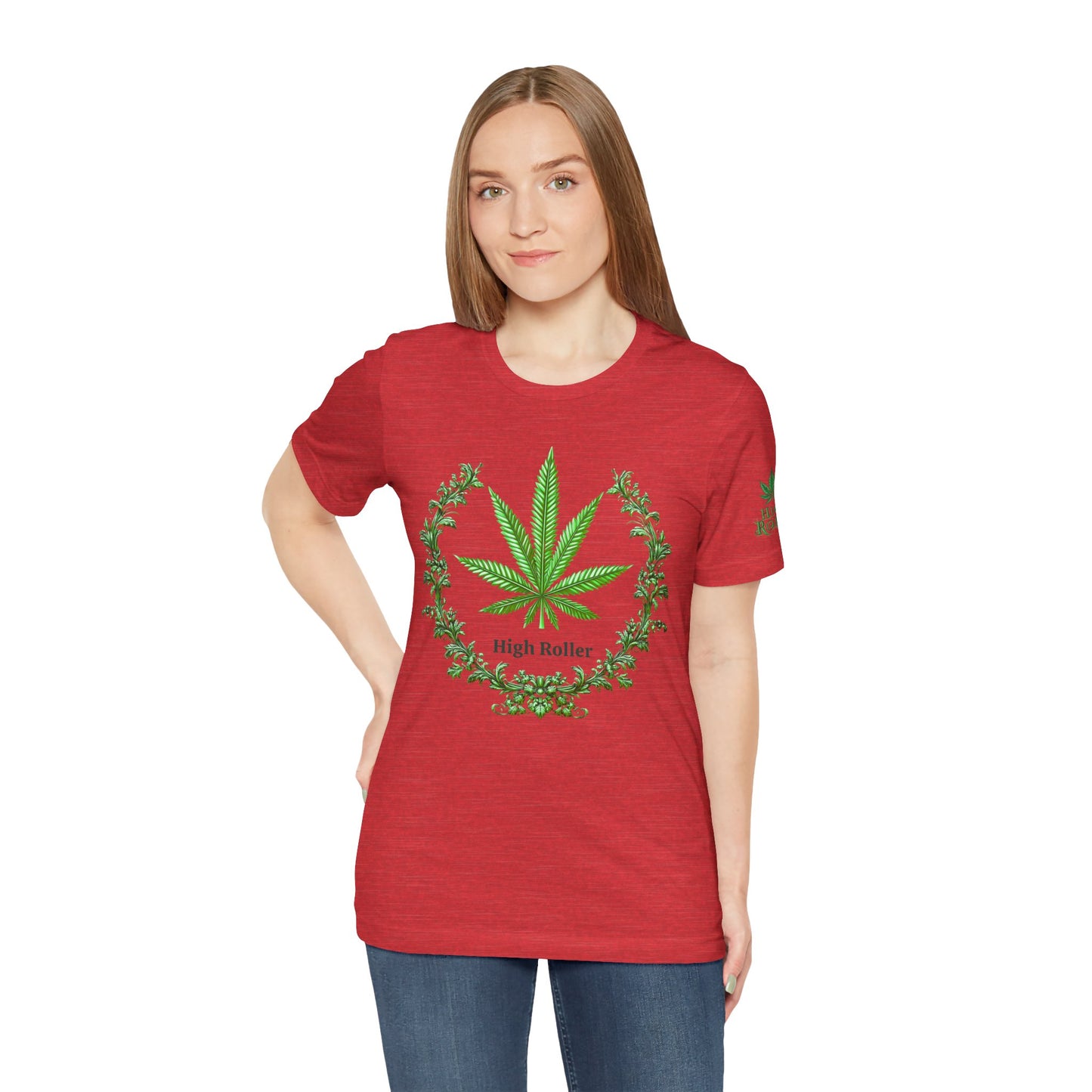 Cannabis Crest Wreath Tee - Botanical Elegance Art Design | High Roller