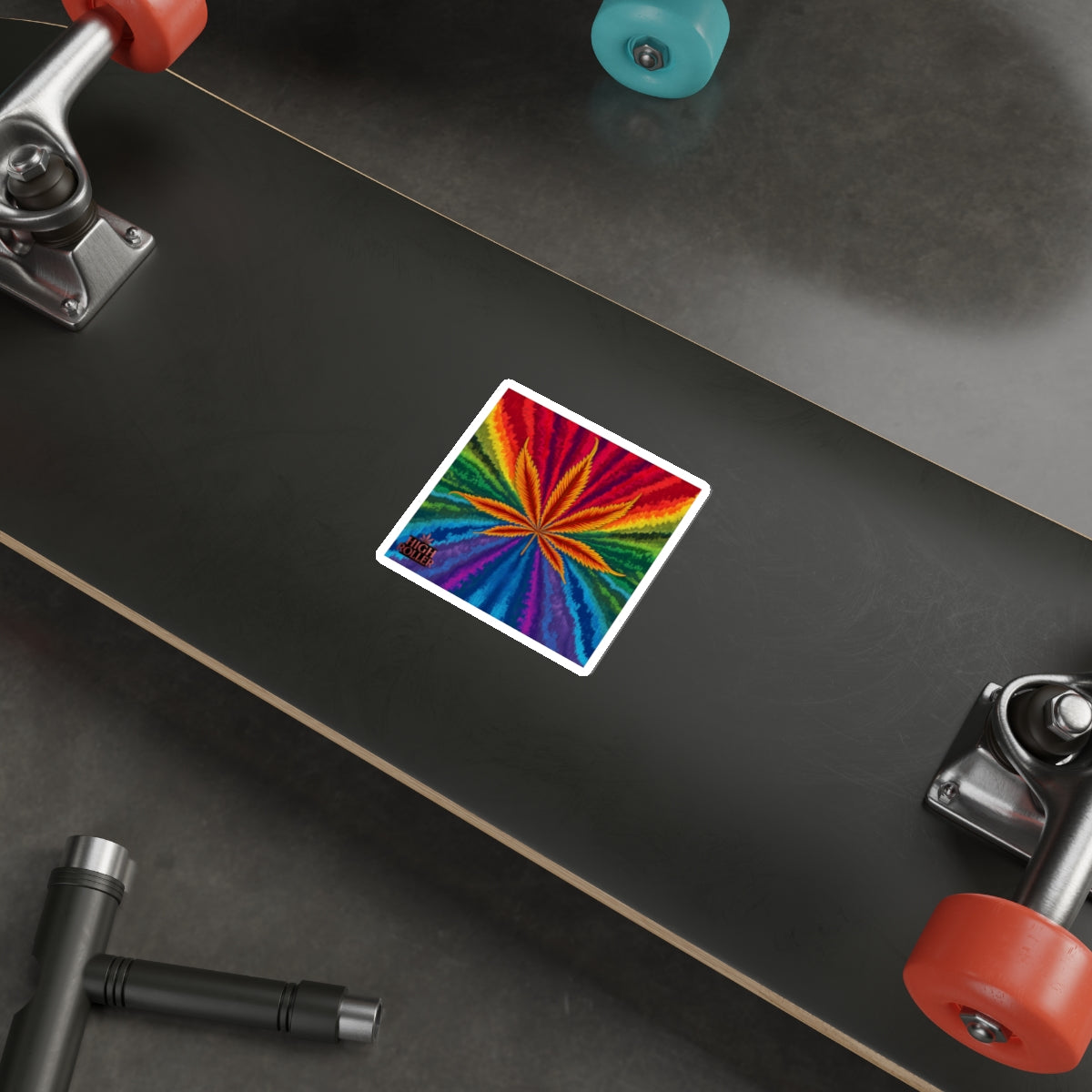 Psychedelic Rainbow Cannabis Leaf Sticker | High Roller Spectrum Art | Premium Die-Cut Vinyl Decal