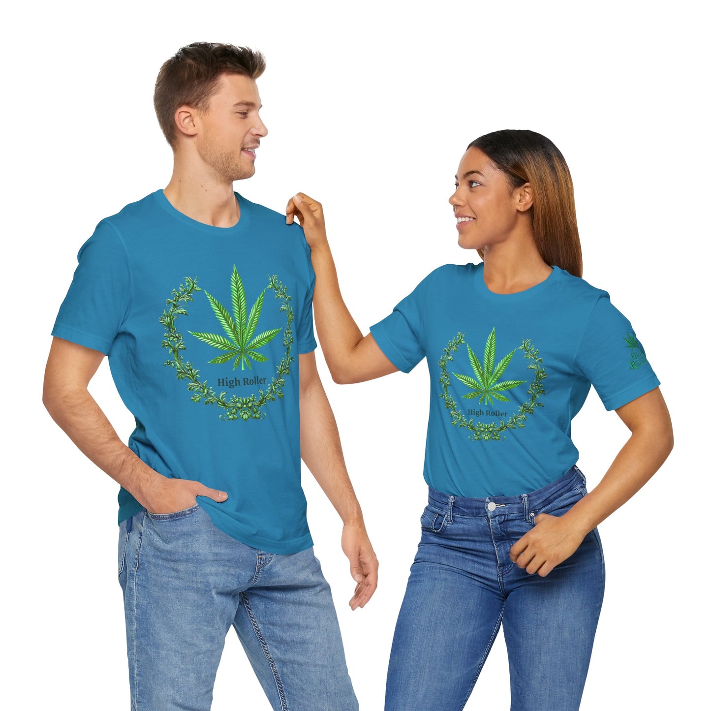 Cannabis Crest Wreath Tee - Botanical Elegance Art Design | High Roller