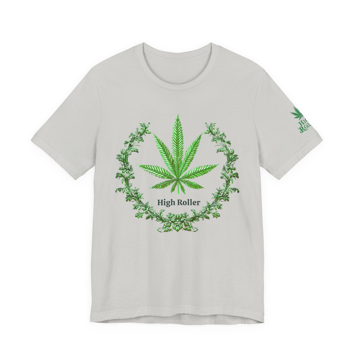 Cannabis Crest Wreath Tee - Botanical Elegance Art Design | High Roller