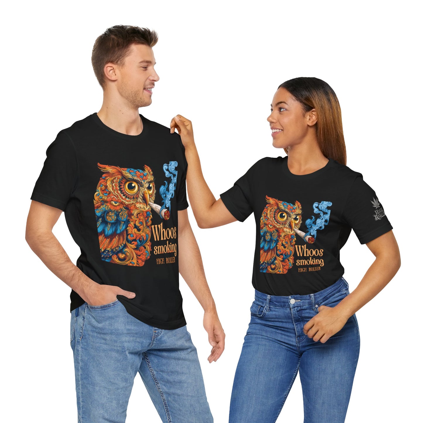 Whoos Smoking Owl Tee - Wise Cannabis Art Design | High Roller