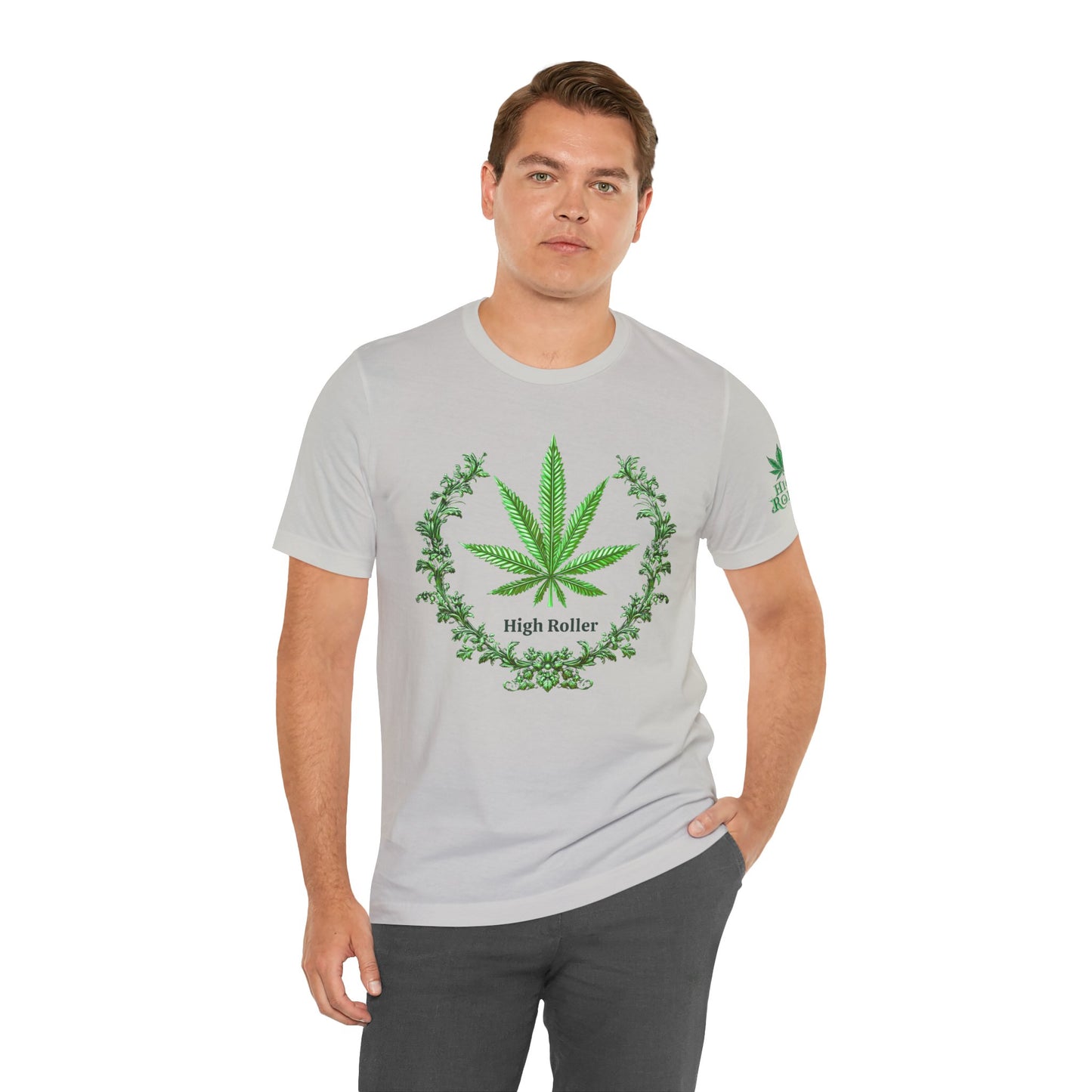 Cannabis Crest Wreath Tee - Botanical Elegance Art Design | High Roller