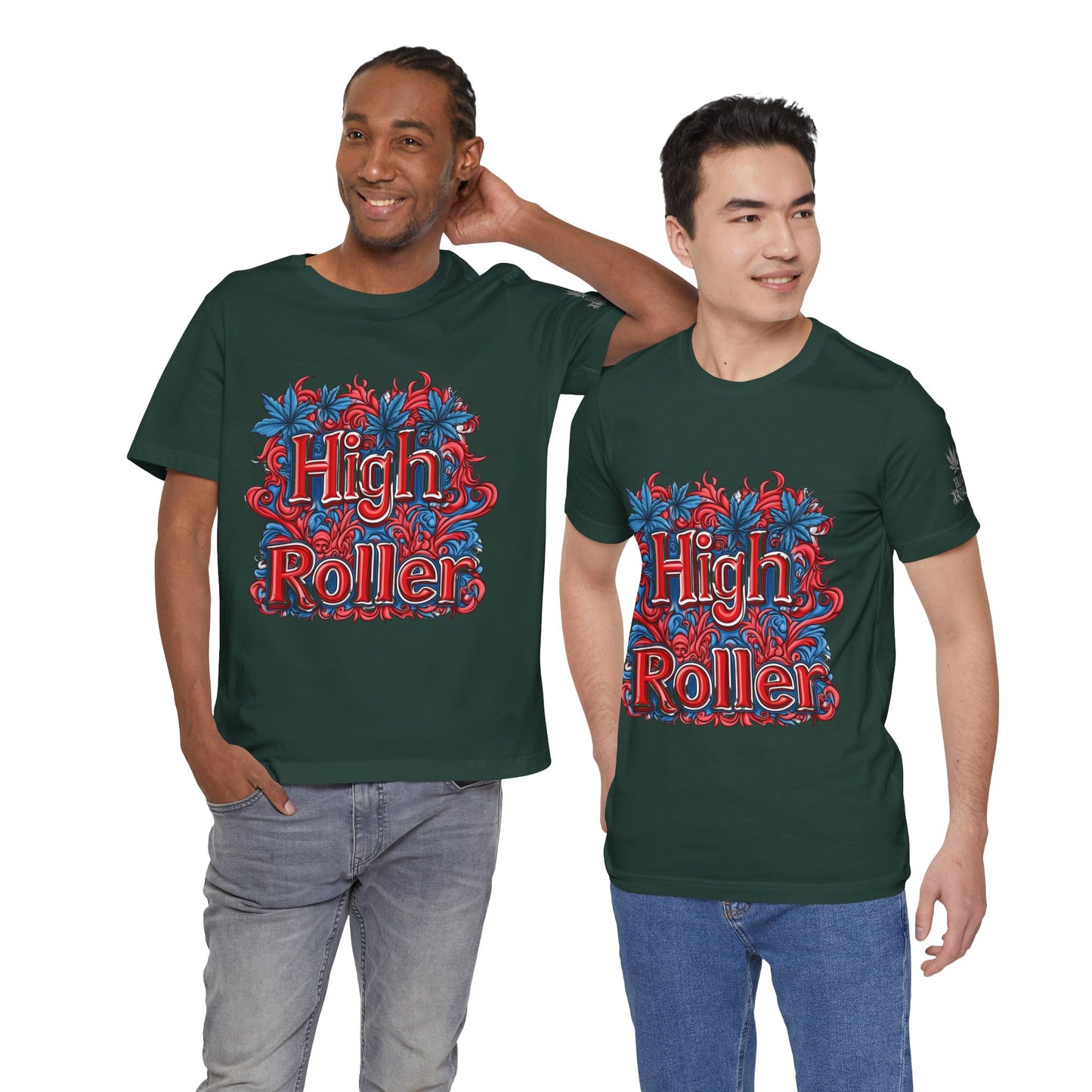 High Roller Ornate Logo Tee - Cannabis Typography Art Design | High Roller