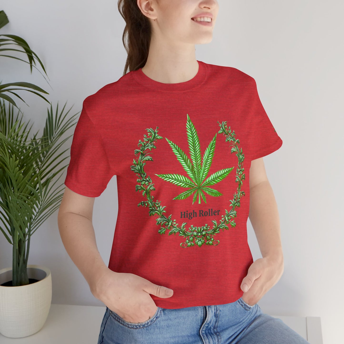 Cannabis Crest Wreath Tee - Botanical Elegance Art Design | High Roller