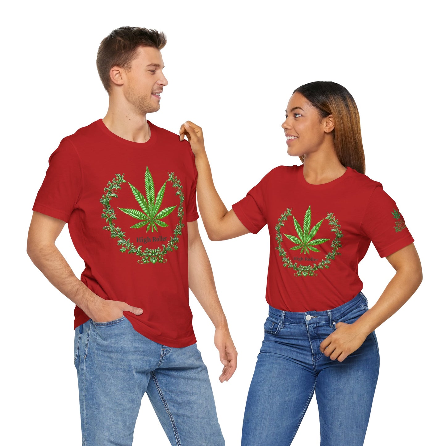 Cannabis Crest Wreath Tee - Botanical Elegance Art Design | High Roller