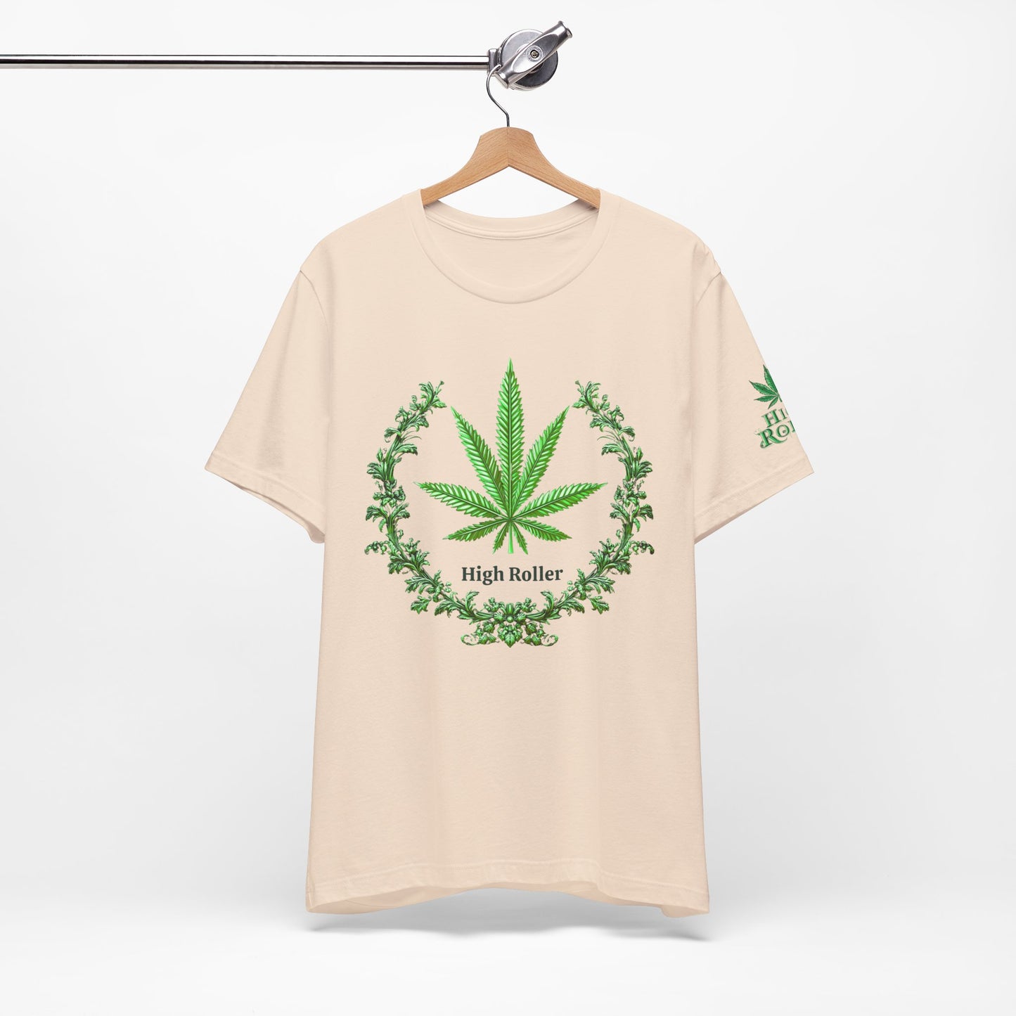 Cannabis Crest Wreath Tee - Botanical Elegance Art Design | High Roller