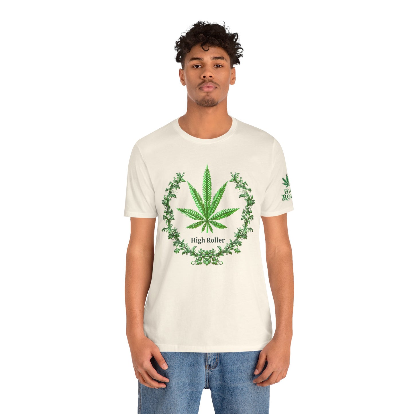 Cannabis Crest Wreath Tee - Botanical Elegance Art Design | High Roller