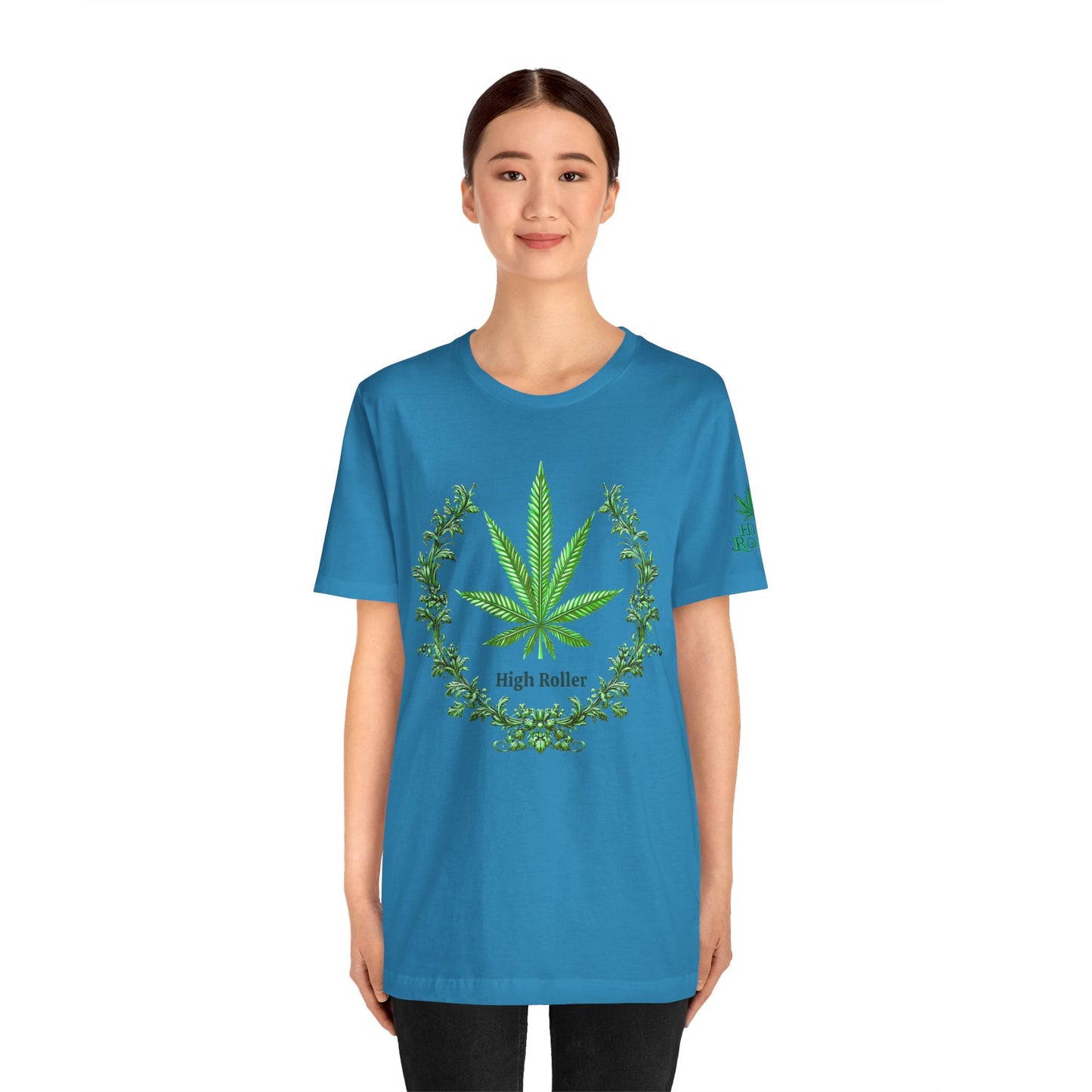 Cannabis Crest Wreath Tee - Botanical Elegance Art Design | High Roller