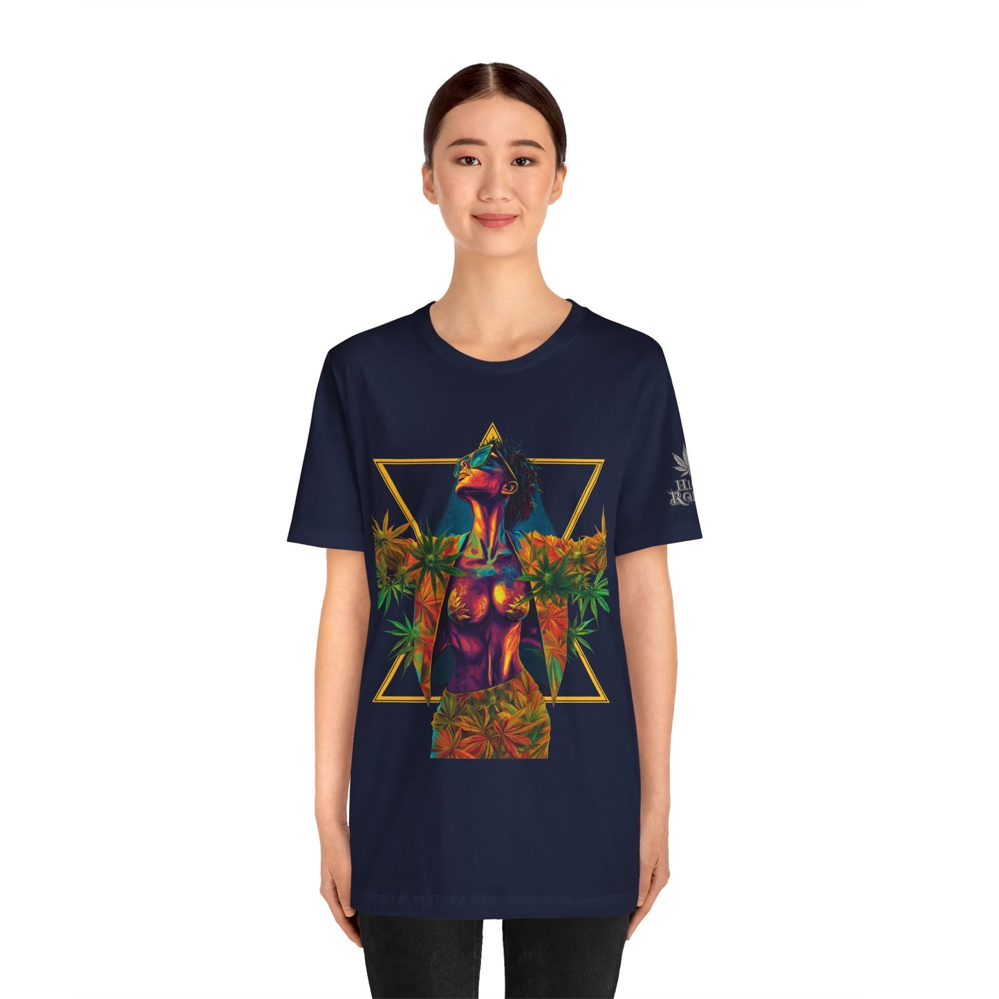 Sacred Geometry Cannabis Goddess Tee - Psychedelic Beauty Art Design | High Roller