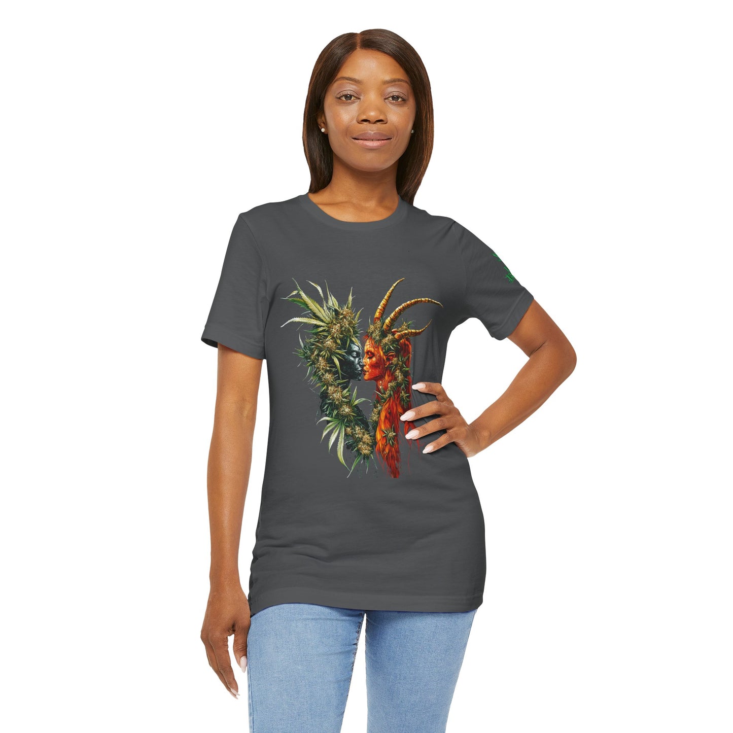 Cannabis Art Dual Face T-Shirt - Premium Unisex Cotton Tee