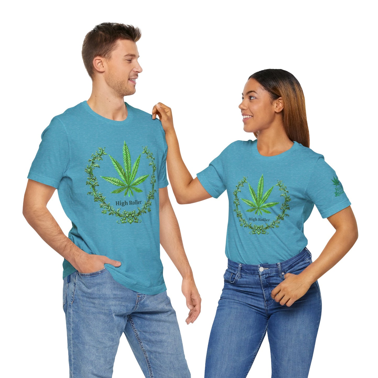 Cannabis Crest Wreath Tee - Botanical Elegance Art Design | High Roller