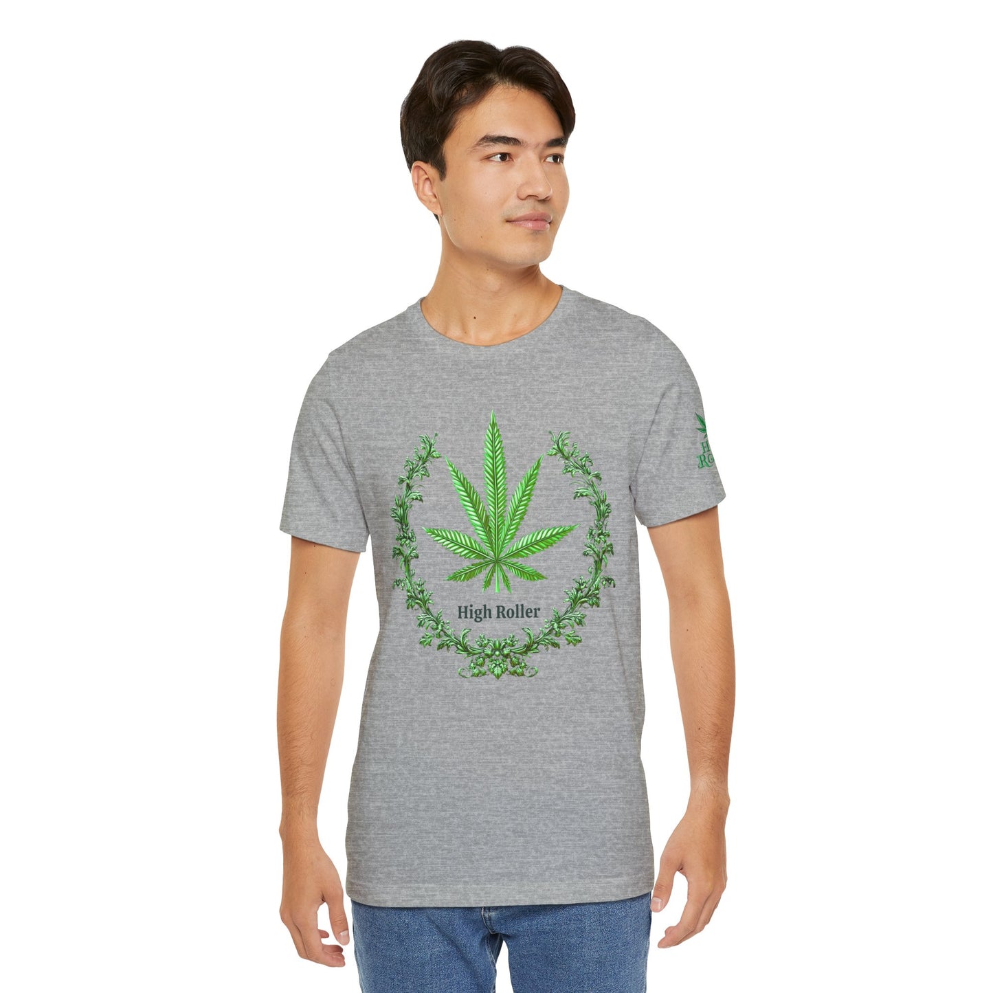 Cannabis Crest Wreath Tee - Botanical Elegance Art Design | High Roller