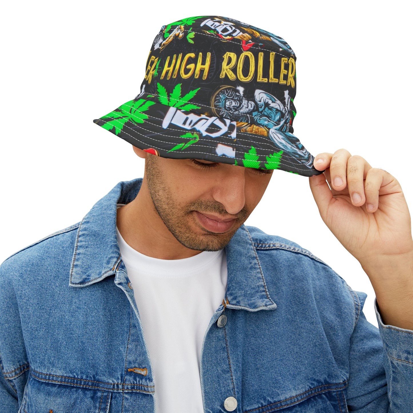 HIGH ROLLER Hip Hop Comic Bucket Hat