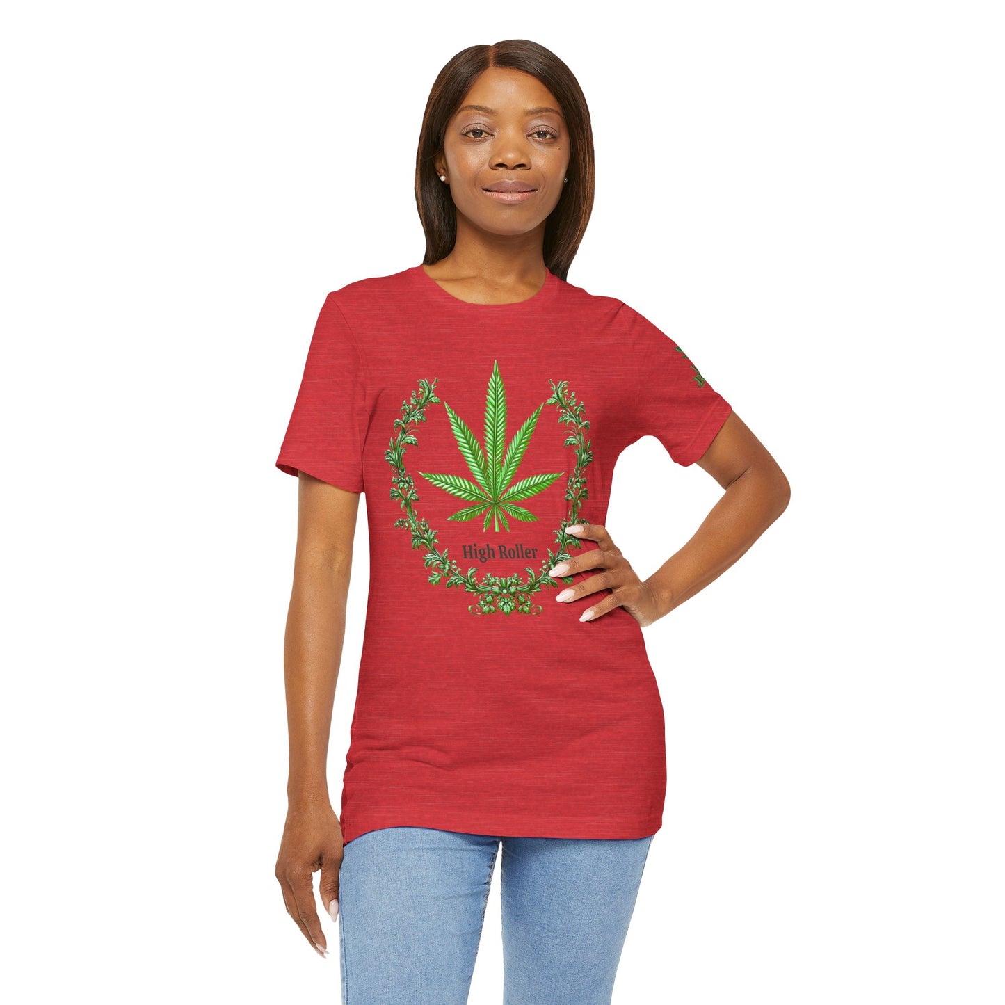 Cannabis Crest Wreath Tee - Botanical Elegance Art Design | High Roller