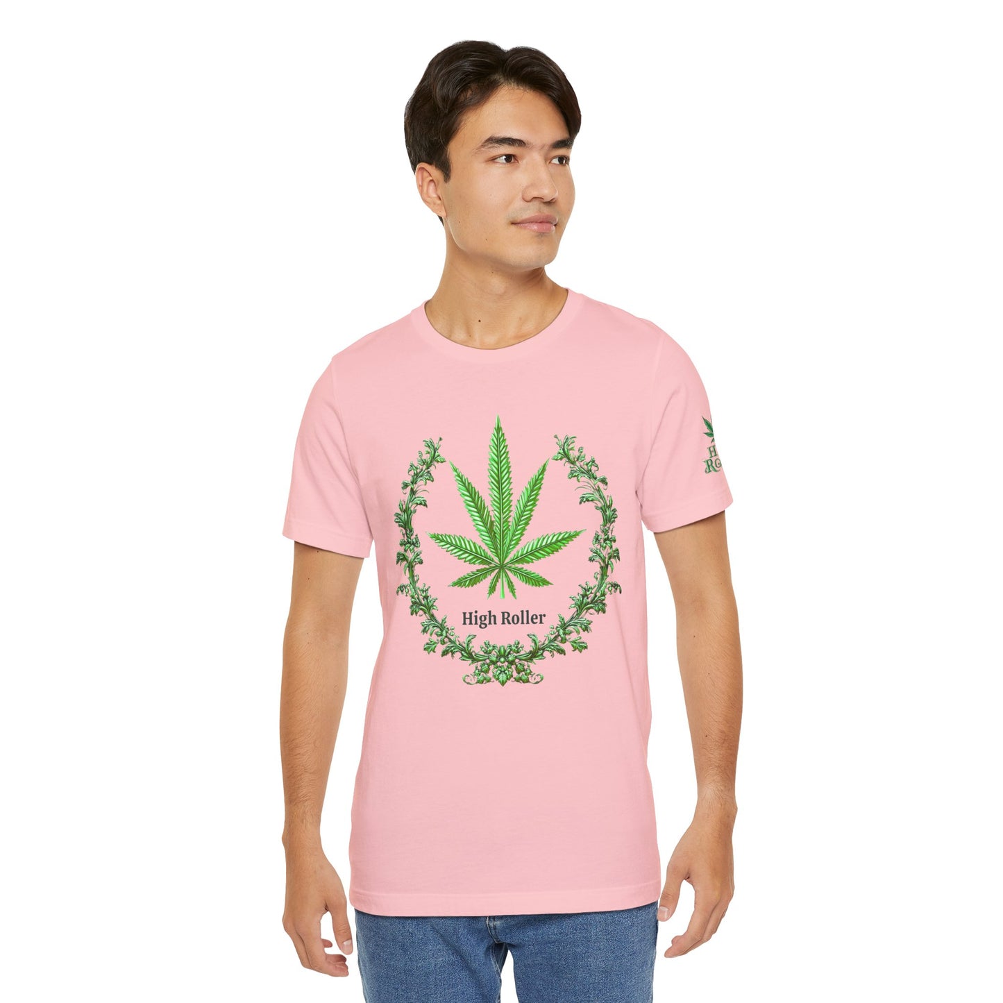 Cannabis Crest Wreath Tee - Botanical Elegance Art Design | High Roller