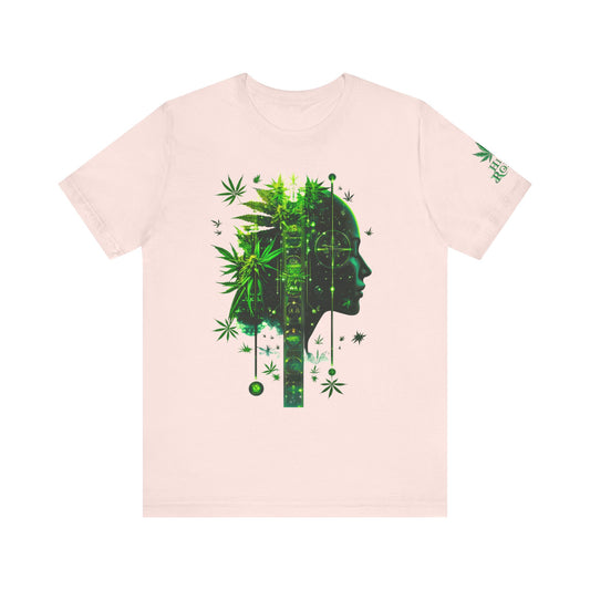 Digital Mind Tee - Premium Airlume Cotton Cannabis Culture Tech Art Matrix Design