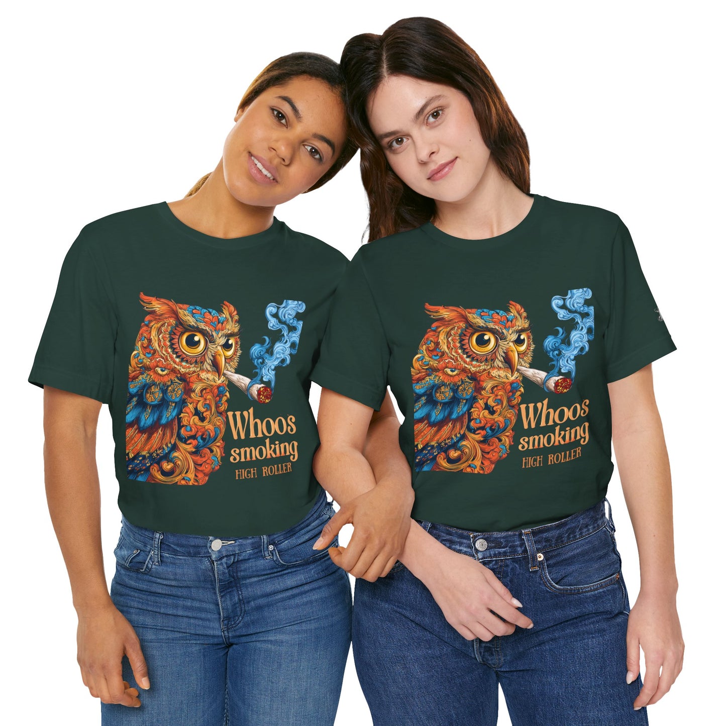 Whoos Smoking Owl Tee - Wise Cannabis Art Design | High Roller