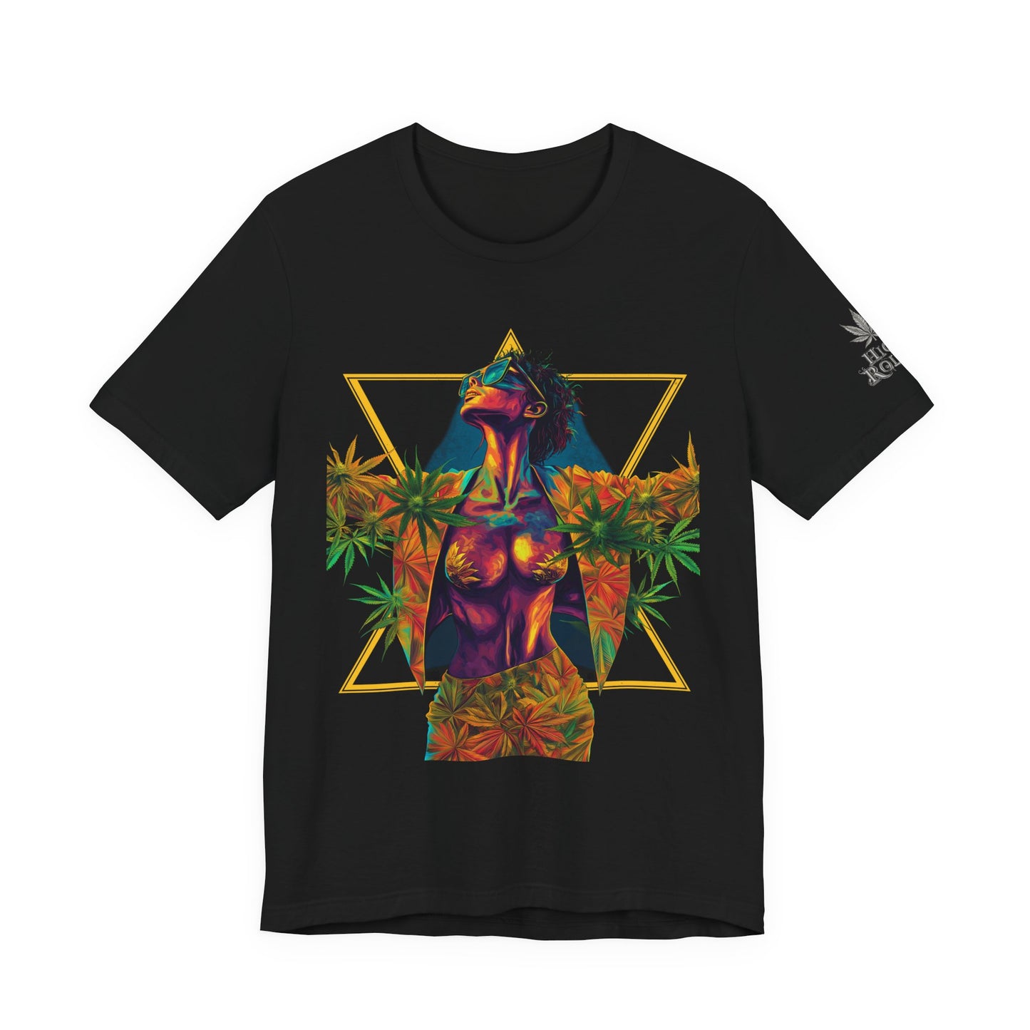 Sacred Geometry Cannabis Goddess Tee - Psychedelic Beauty Art Design | High Roller