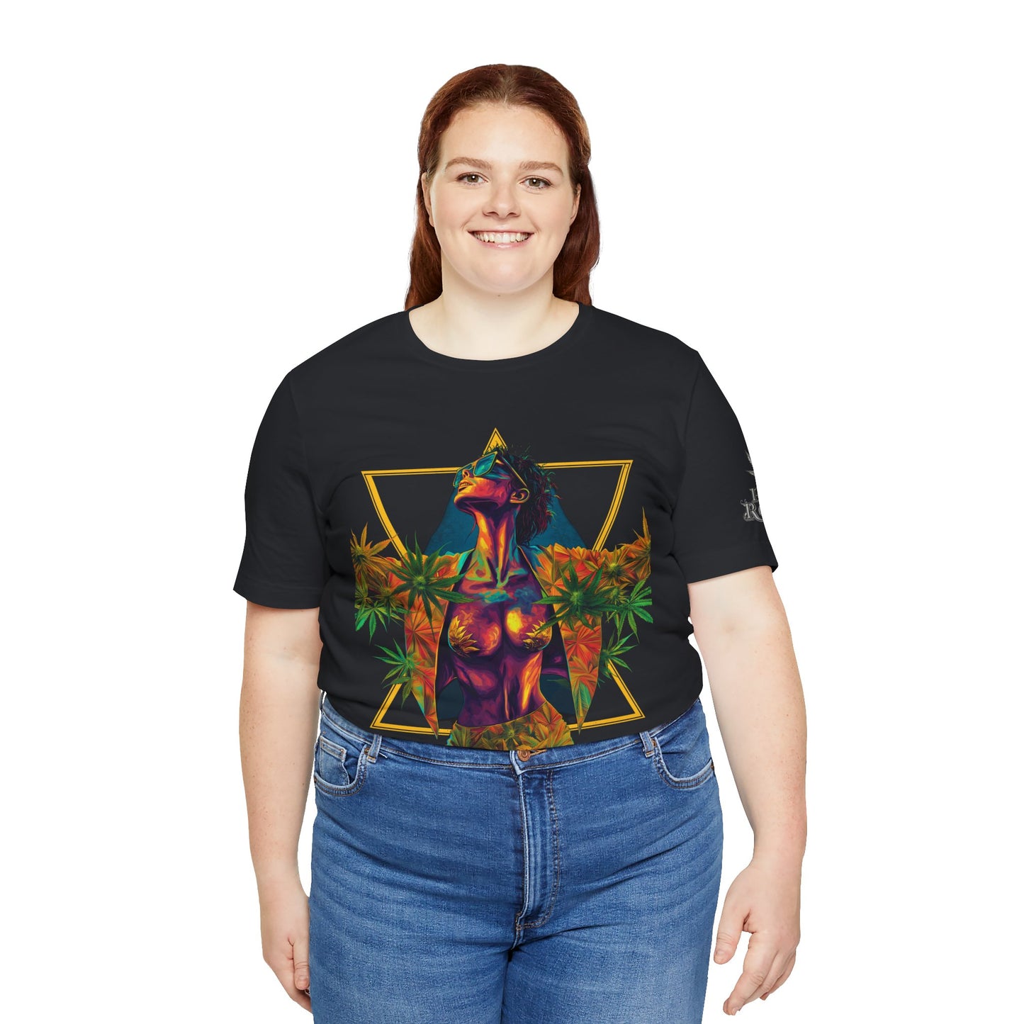 Sacred Geometry Cannabis Goddess Tee - Psychedelic Beauty Art Design | High Roller