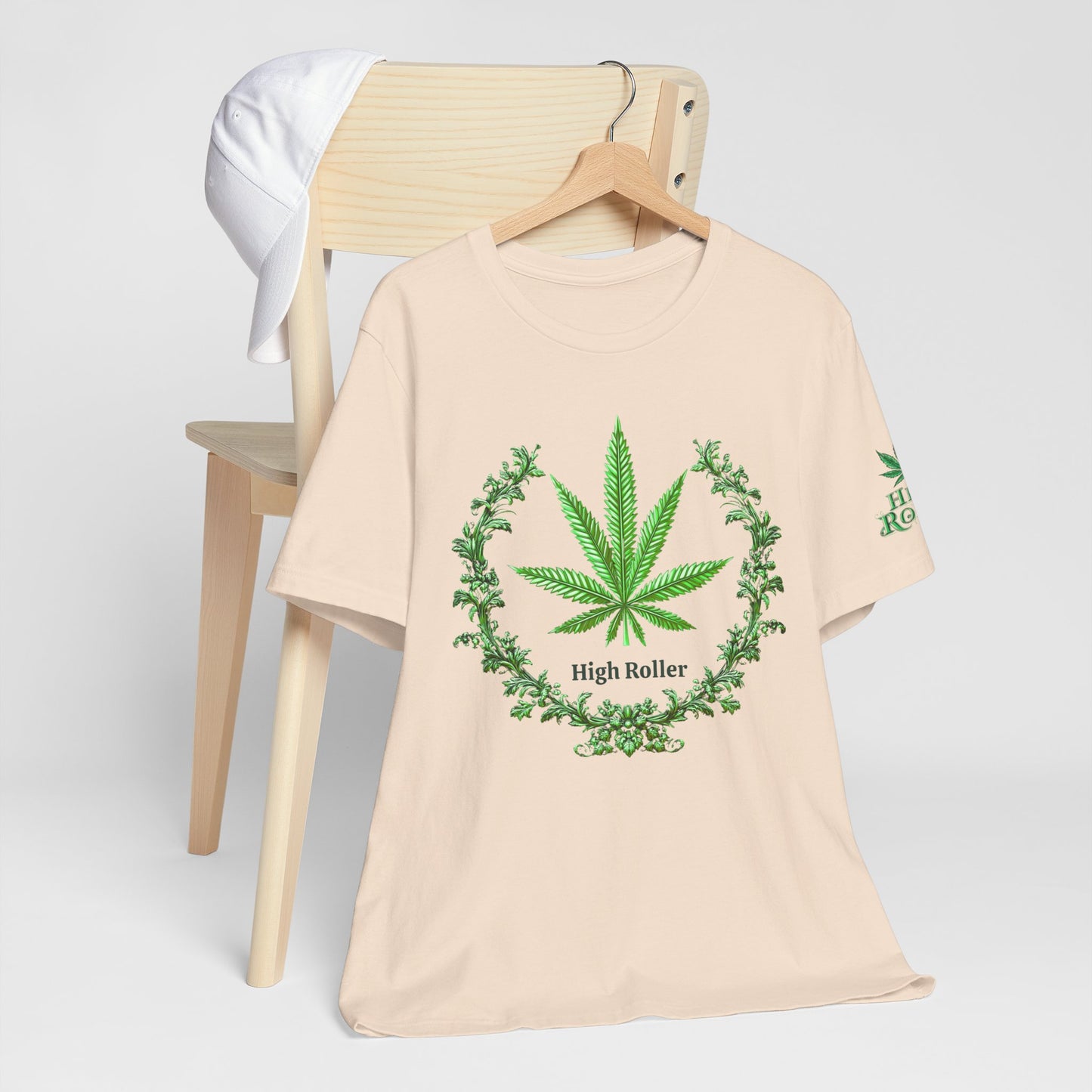 Cannabis Crest Wreath Tee - Botanical Elegance Art Design | High Roller