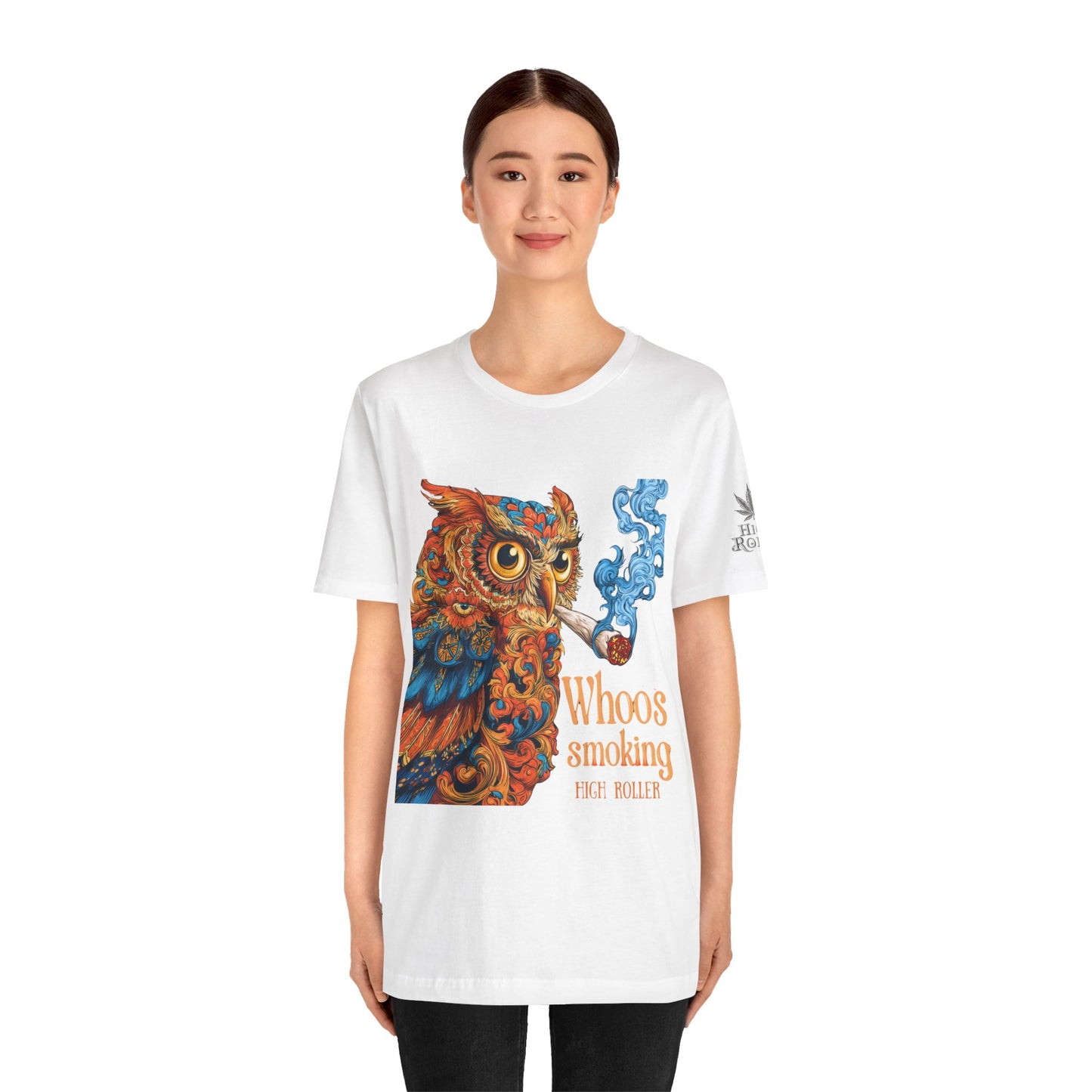 Whoos Smoking Owl Tee - Wise Cannabis Art Design | High Roller
