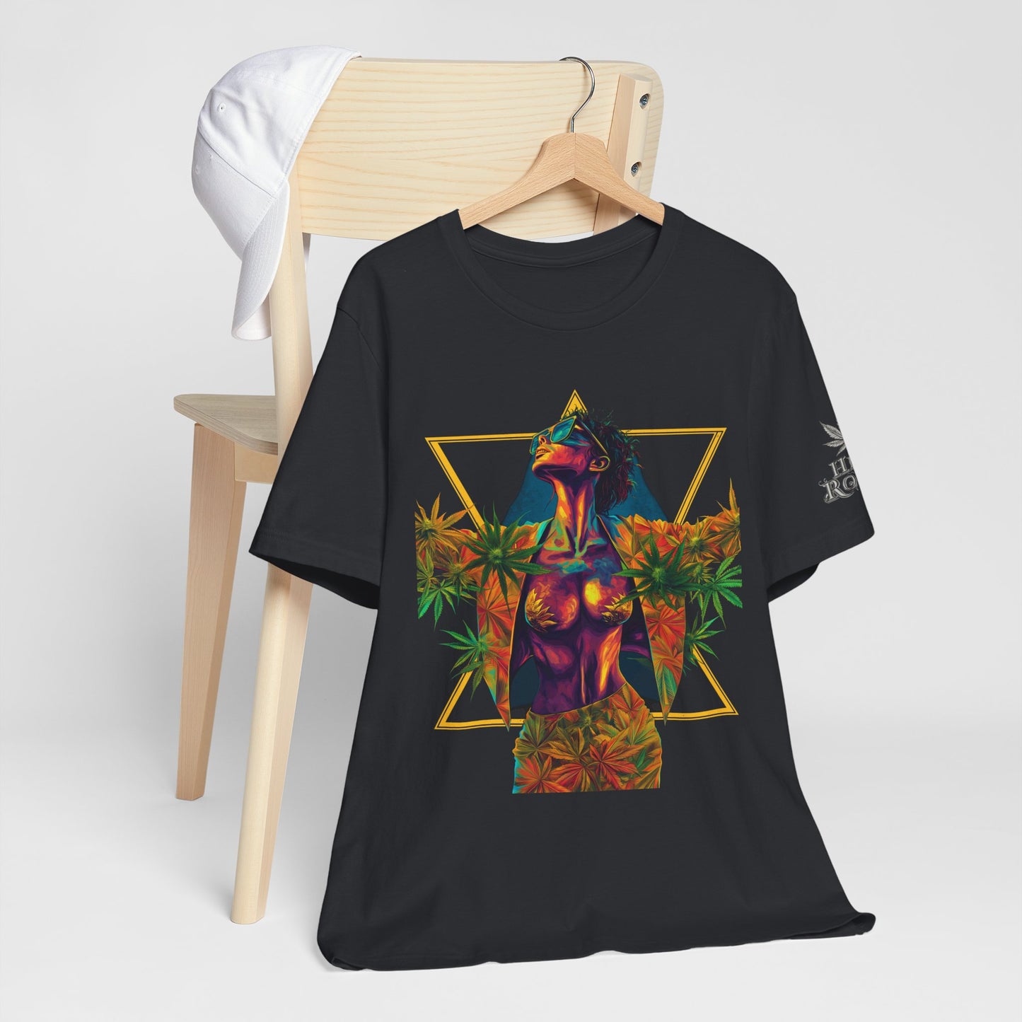 Sacred Geometry Cannabis Goddess Tee - Psychedelic Beauty Art Design | High Roller