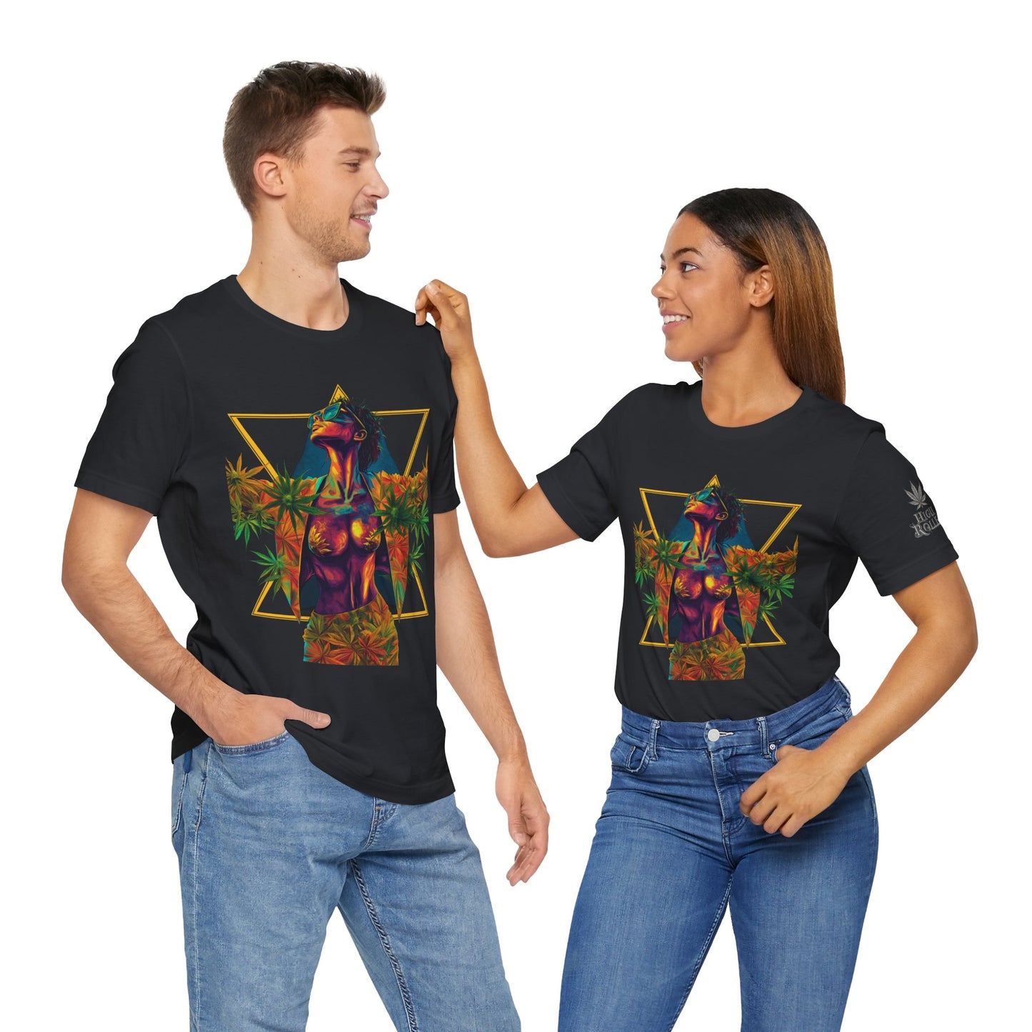 Sacred Geometry Cannabis Goddess Tee - Psychedelic Beauty Art Design | High Roller