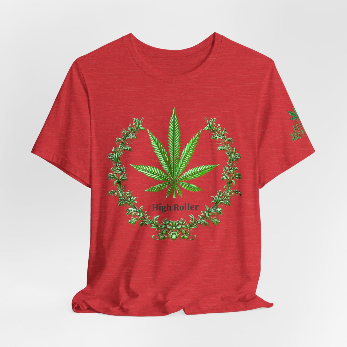Cannabis Crest Wreath Tee - Botanical Elegance Art Design | High Roller