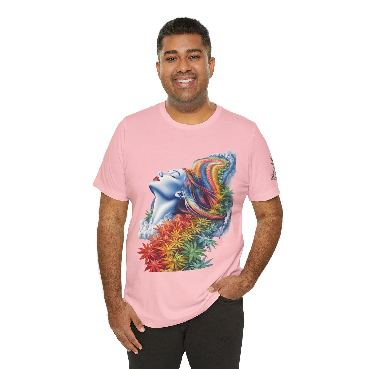 Rainbow Cannabis Goddess Tee - Ethereal Beauty Art Design | High Roller