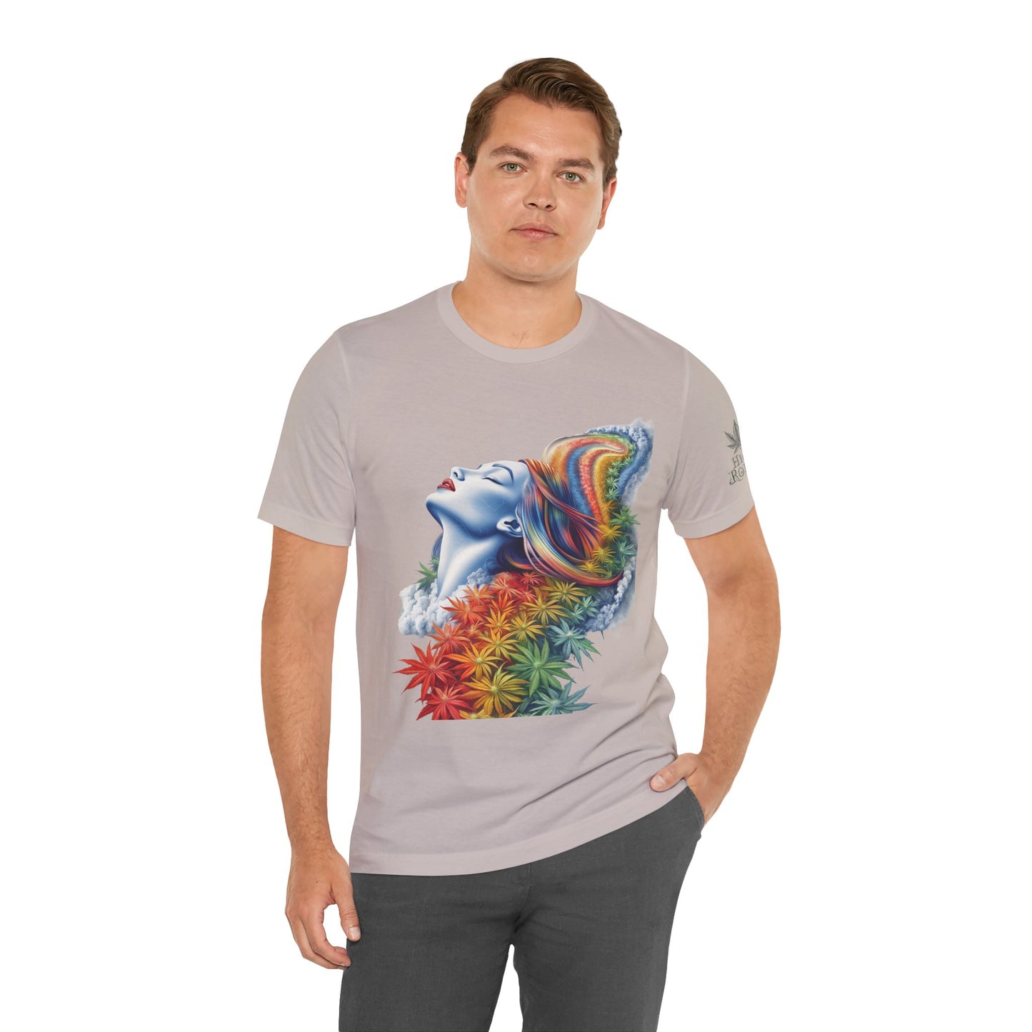 Rainbow Cannabis Goddess Tee - Ethereal Beauty Art Design | High Roller