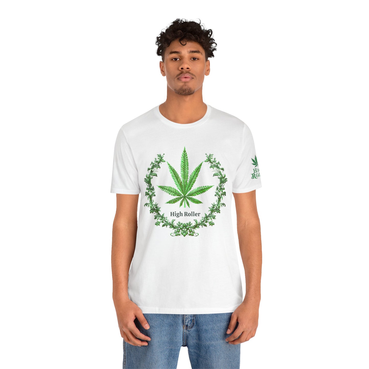 Cannabis Crest Wreath Tee - Botanical Elegance Art Design | High Roller