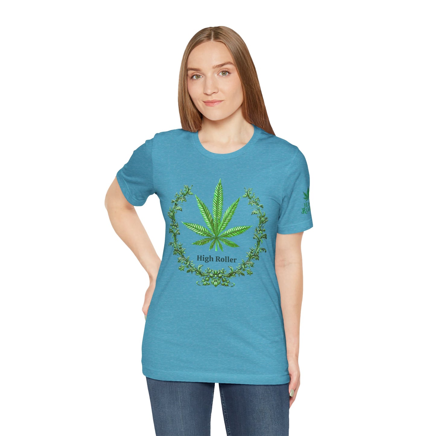 Cannabis Crest Wreath Tee - Botanical Elegance Art Design | High Roller