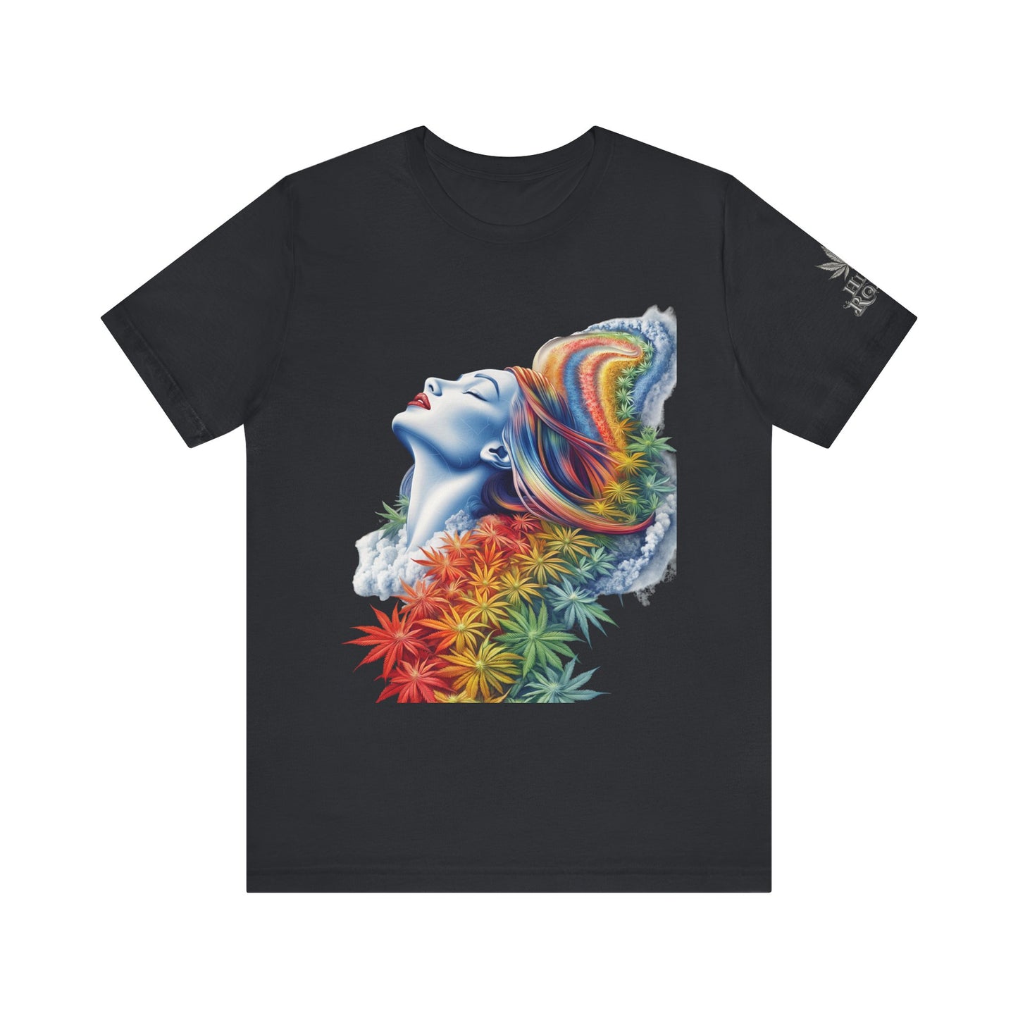 Rainbow Cannabis Goddess Tee - Ethereal Beauty Art Design | High Roller