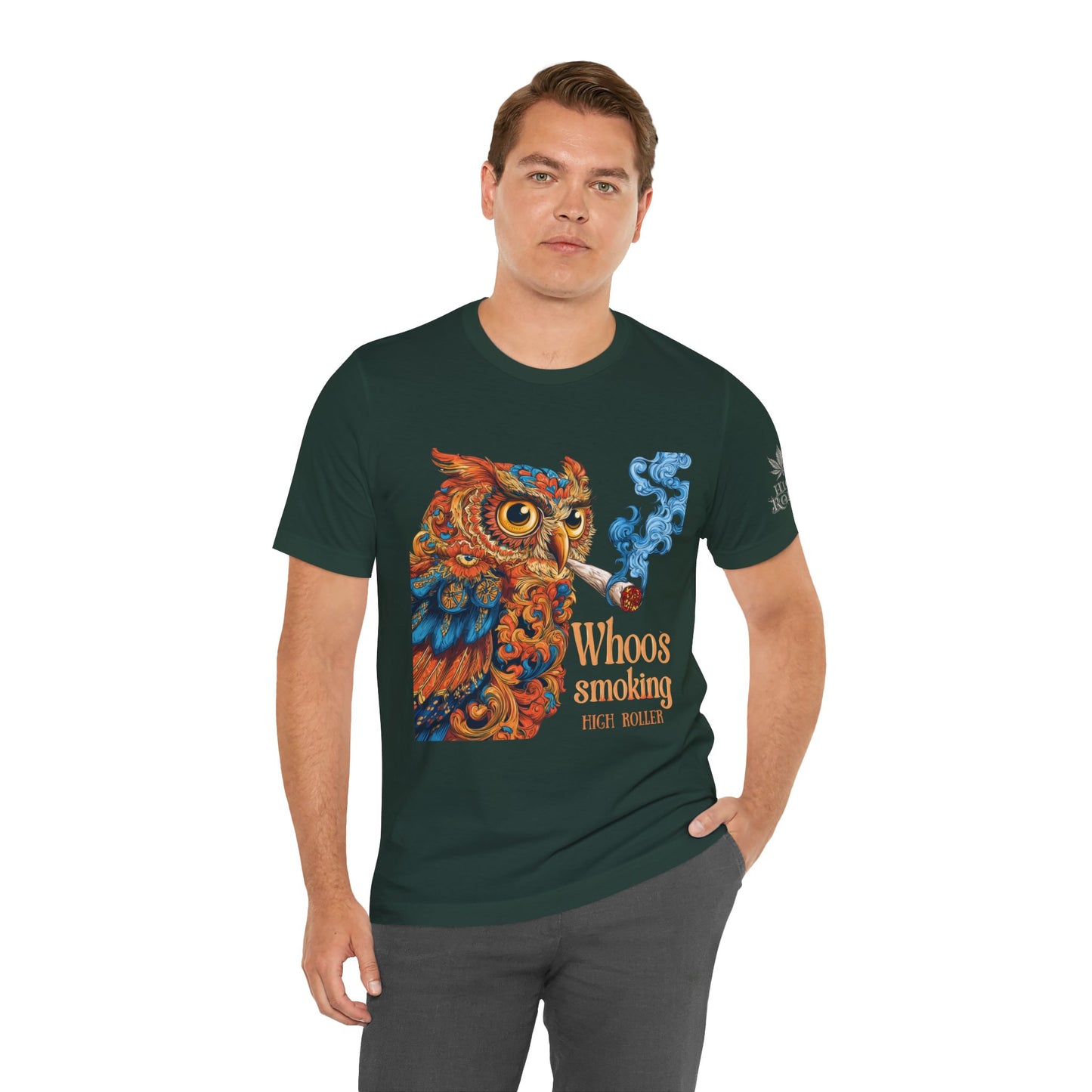 Whoos Smoking Owl Tee - Wise Cannabis Art Design | High Roller